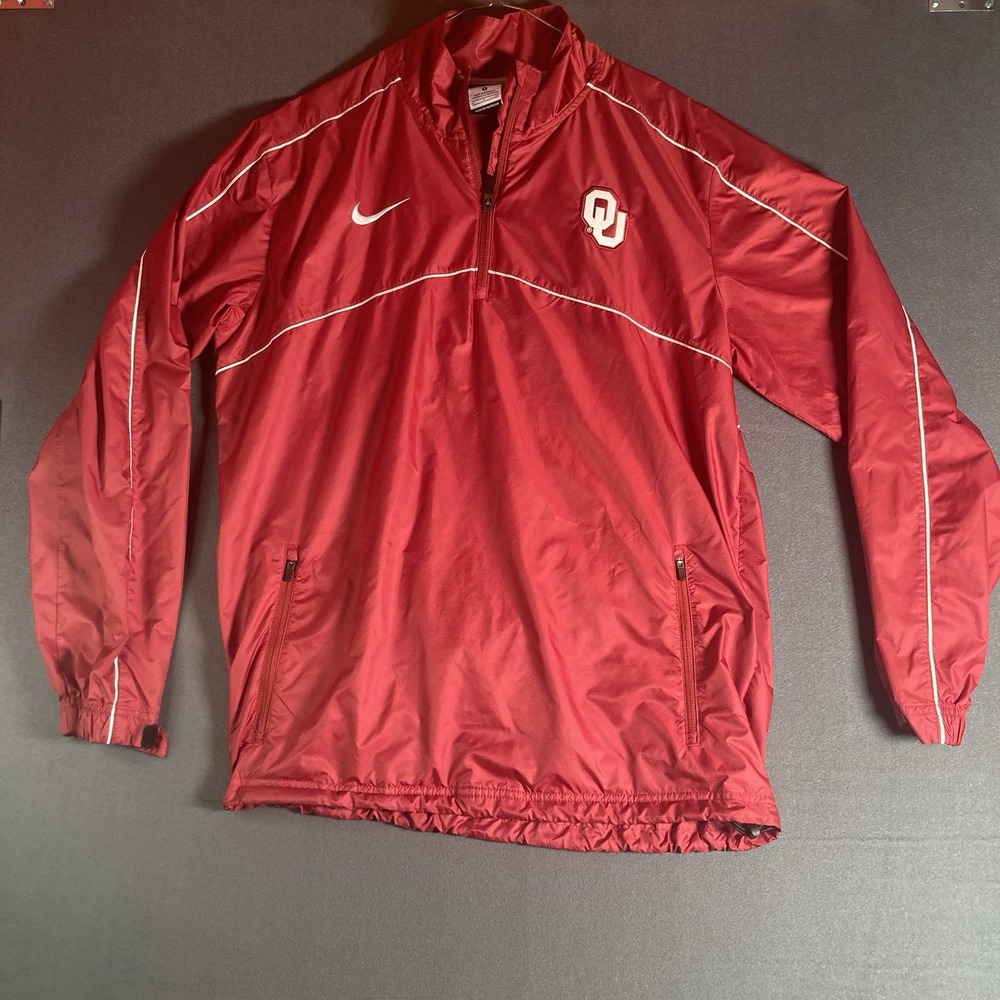 Nike Oklahoma Sooners 1/4 Zip Windbreaker Jacket Small OU NCAA Crimson Vtg